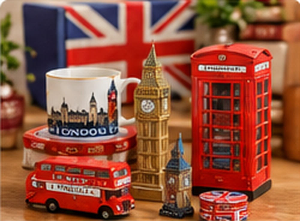 British Souvenir Gift Collection — photographic-style illustration